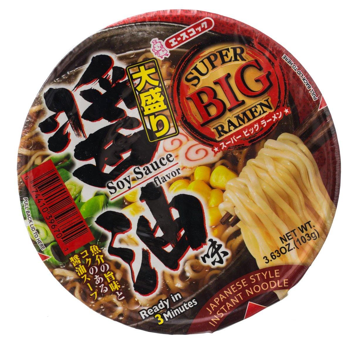 Ace Cook Noodle Super Big Ramen, Soy Sauce, 3.63-Ounce - Mighty Depot