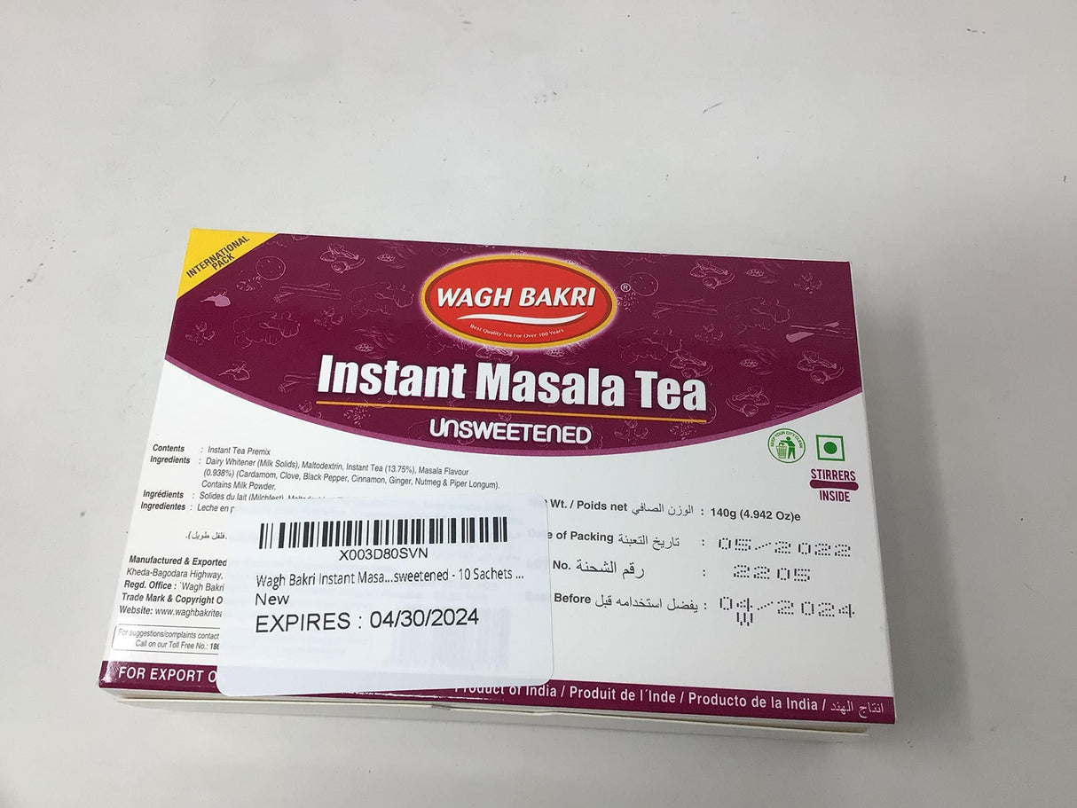 Wagh Bakri Instant Masala Chai Tea Unsweetened - 10 Sachets … - Mighty Depot