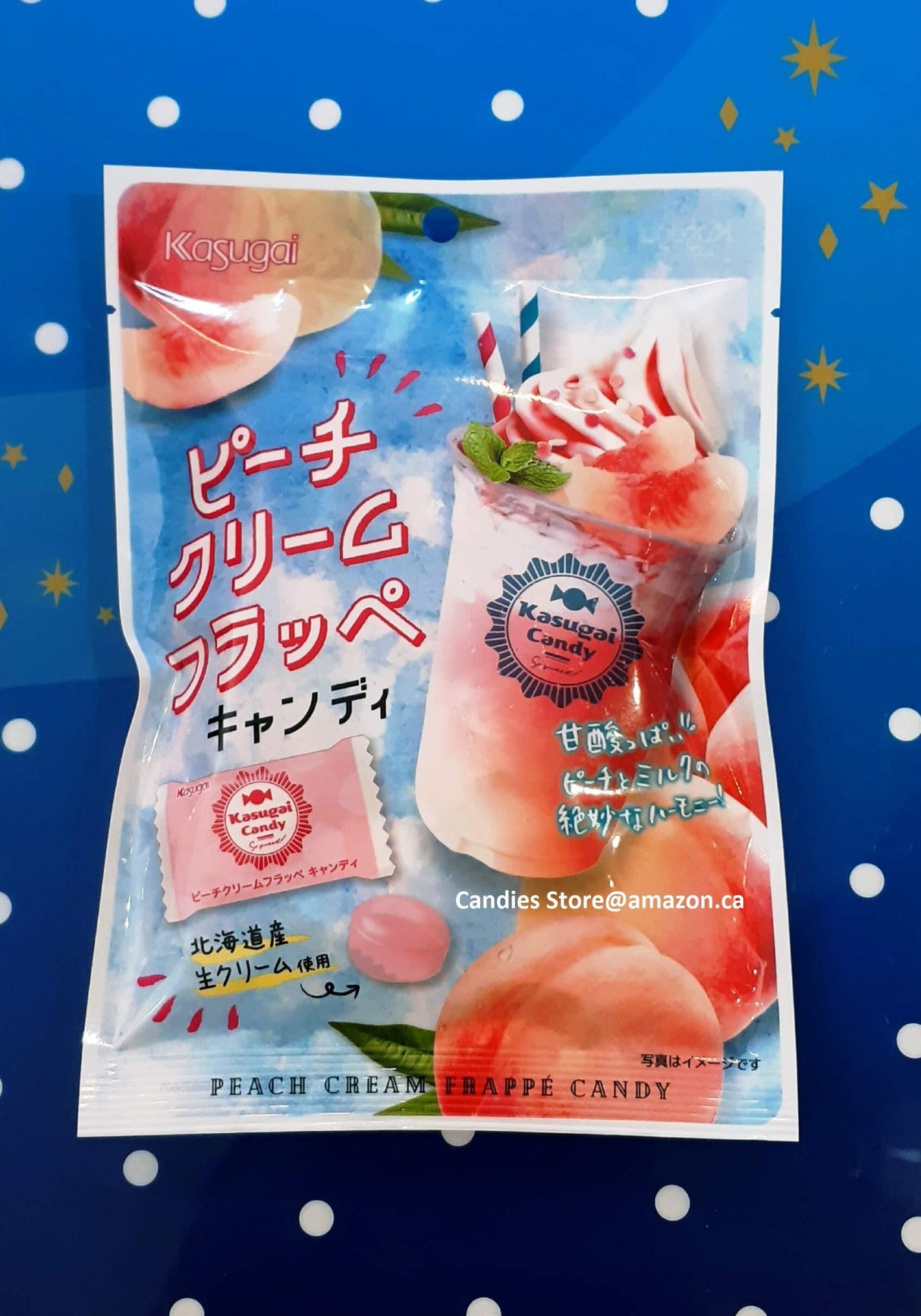 KASUGAI PEACH CREAM FRAPPE CANDY 2.68OZ - Mighty Depot