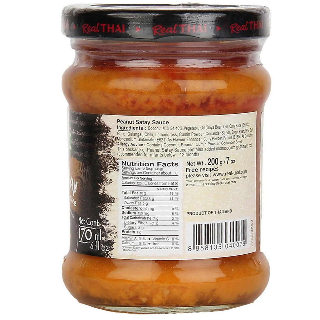 Real Thai Peanut Satay Sauce, 170 ml - Mighty Depot