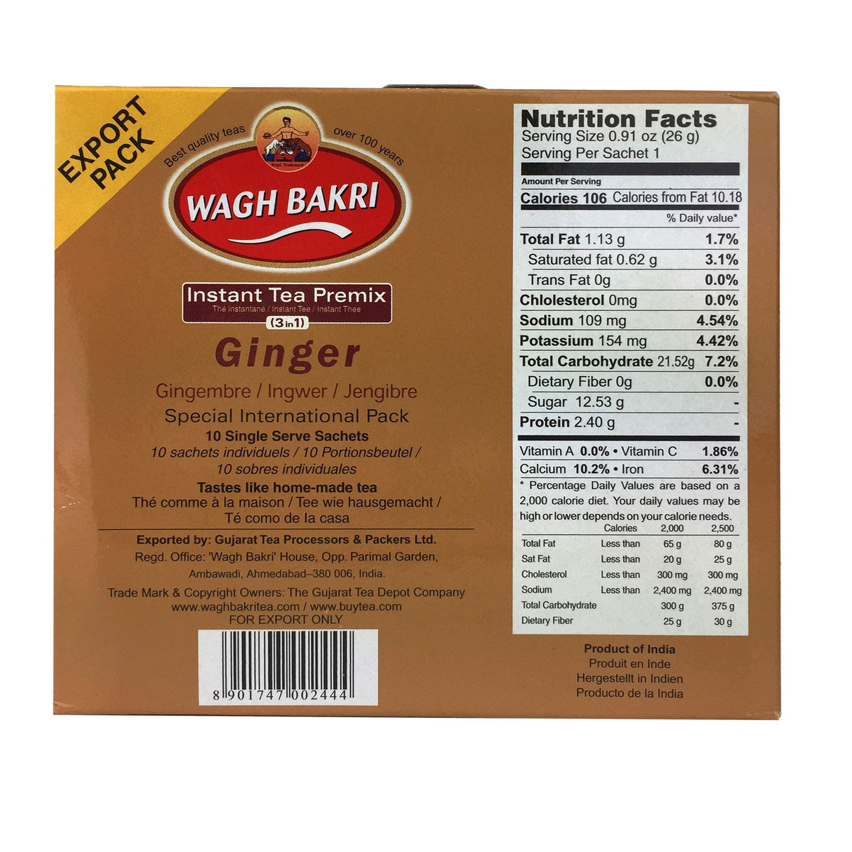 Wagh Bakri Ginger Tea 10ct - Mighty Depot