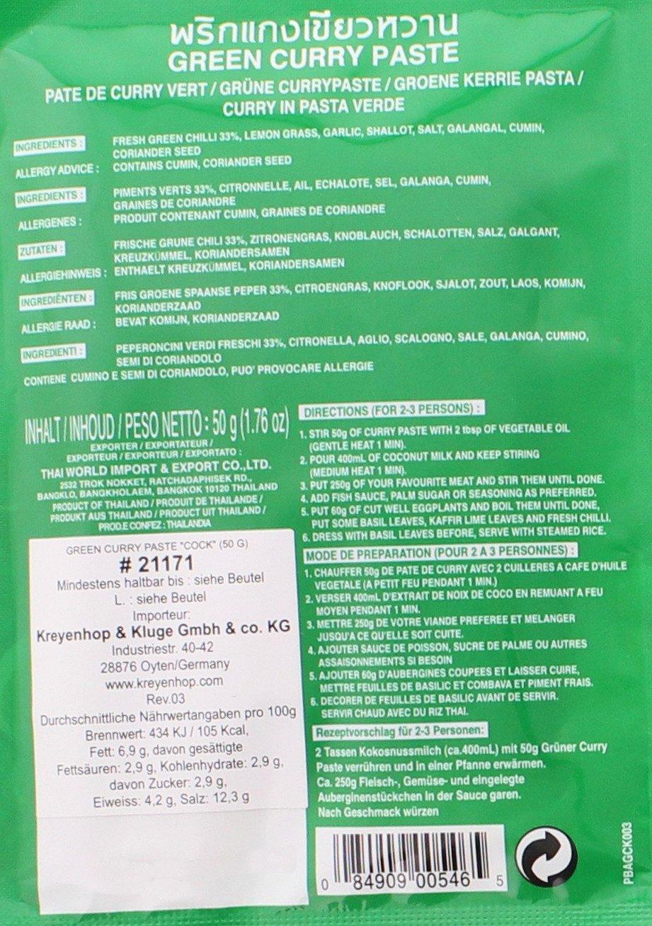 COCK, Grüne Curry Paste, Green Curry Paste - 50g - Mighty Depot