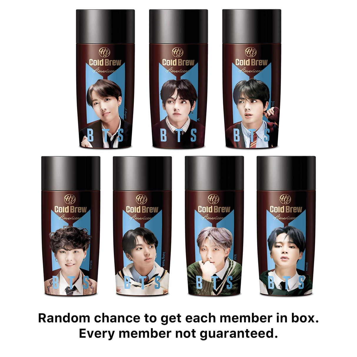 PALDO BTS BangTan Kpop Cold Brew Americano Coffee Bottled Drinks, Ready To Drink Unsweetened Beverage Bottle, Random Assortment Box (24 Pack x 9.13 Fl Oz) - Mighty Depot