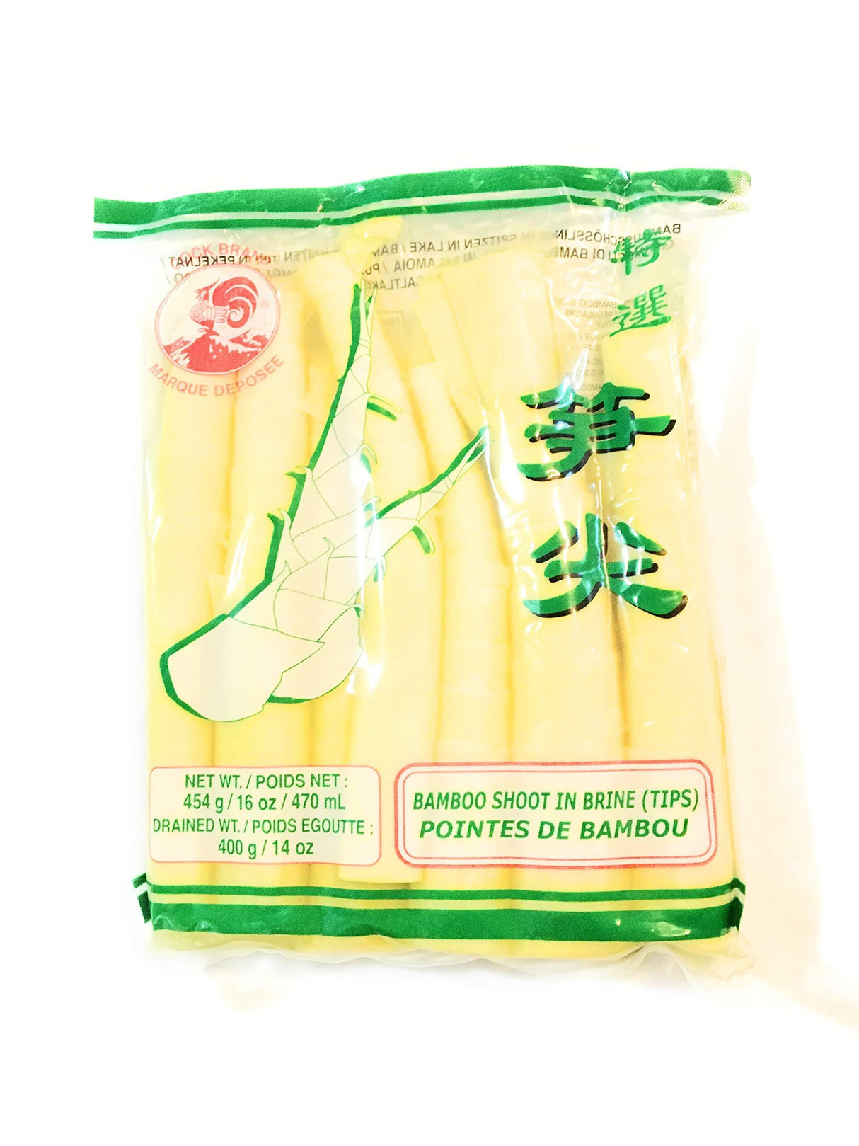 Cock Brand Bamboo Shoot In Brine(Tips) 16 Oz-2 Pack 笋尖 - Mighty Depot