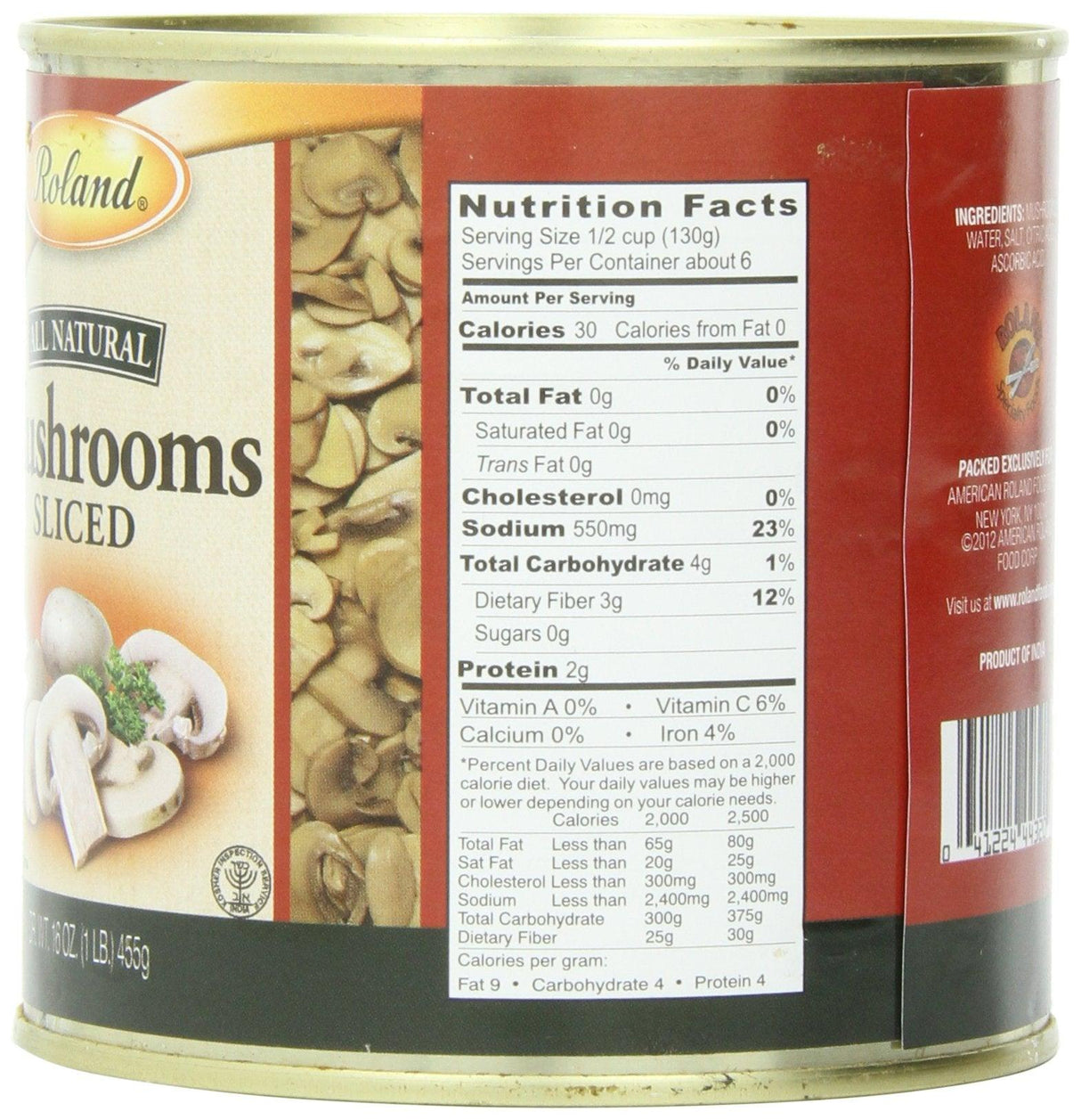 Roland Foods Canned Sliced Button Mushrooms, 16 Ounce Can, Pack of 4 - Mighty Depot