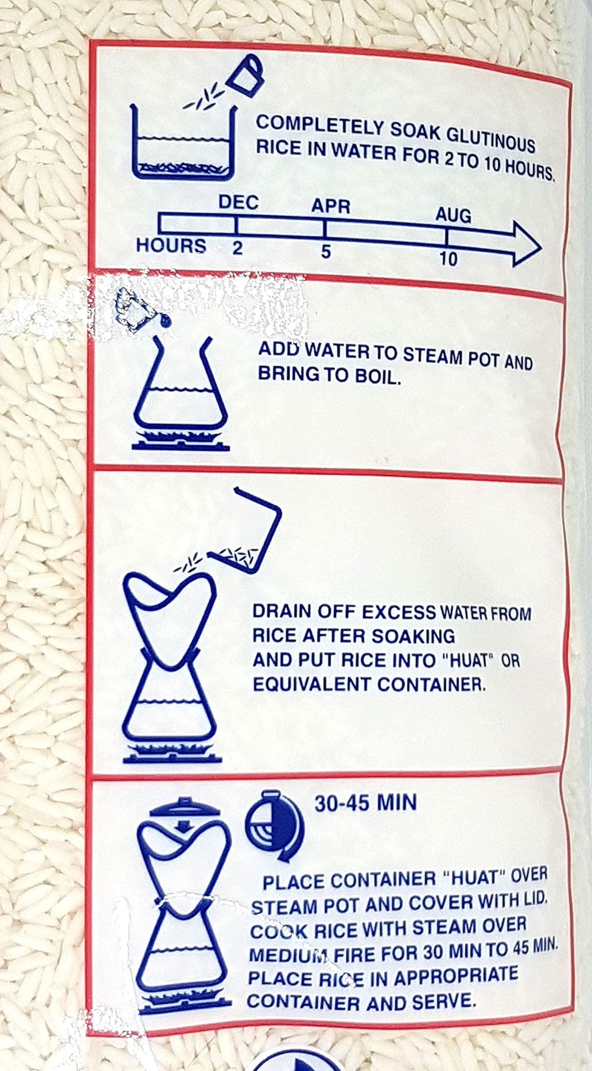 Thai Sanpatong Glutinous Sticky Rice Extra Super Quality Cock Brand 5 lbs. - Mighty Depot