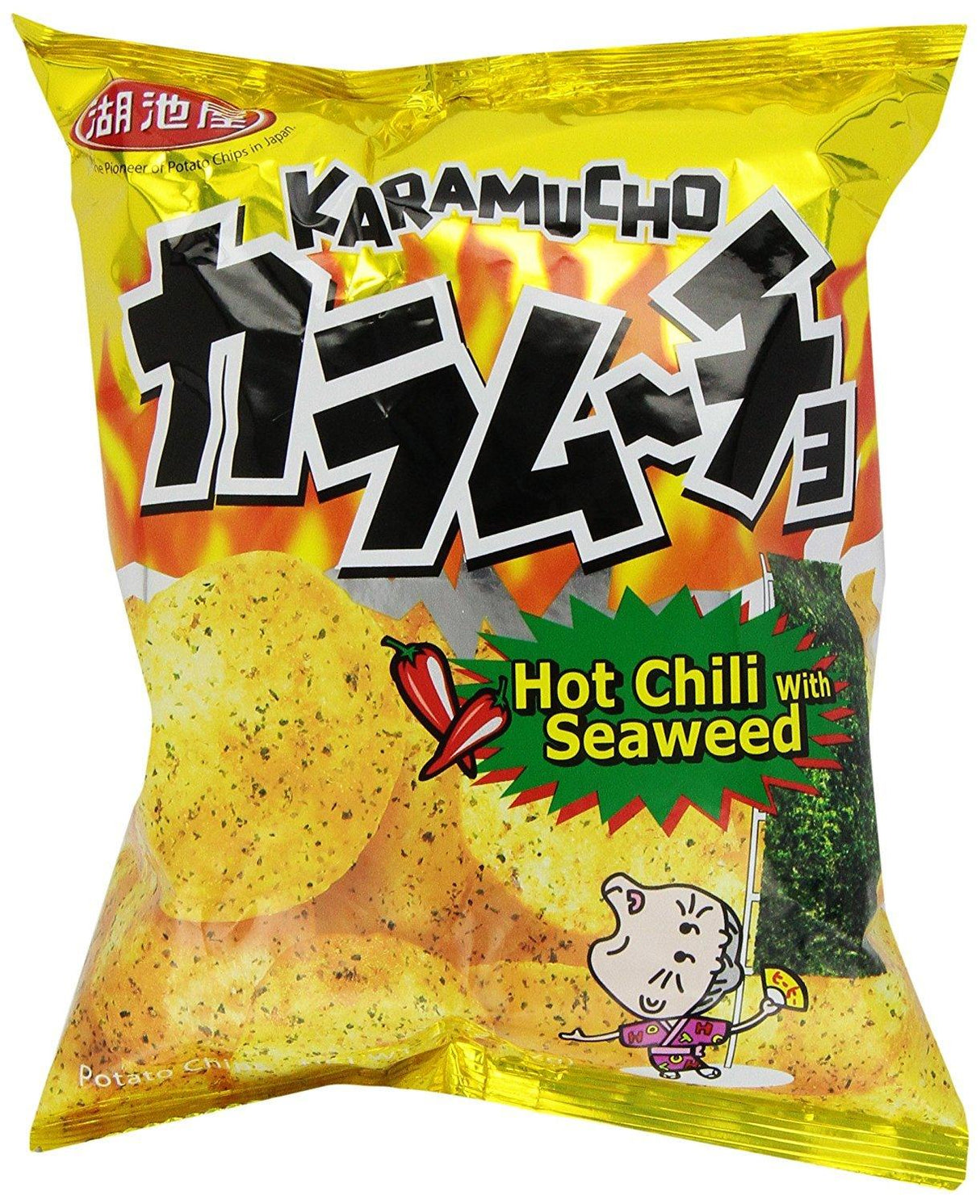 Koikeya Karamucho Chips Hot Chili with Seaweed, 1.9 Oz - Mighty Depot