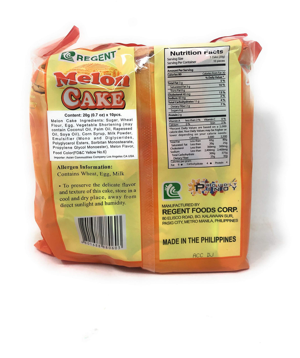 Regent Melon Cake Net Wt 20g(0.7oz) x 10 Pieces, 2 Pack - Mighty Depot