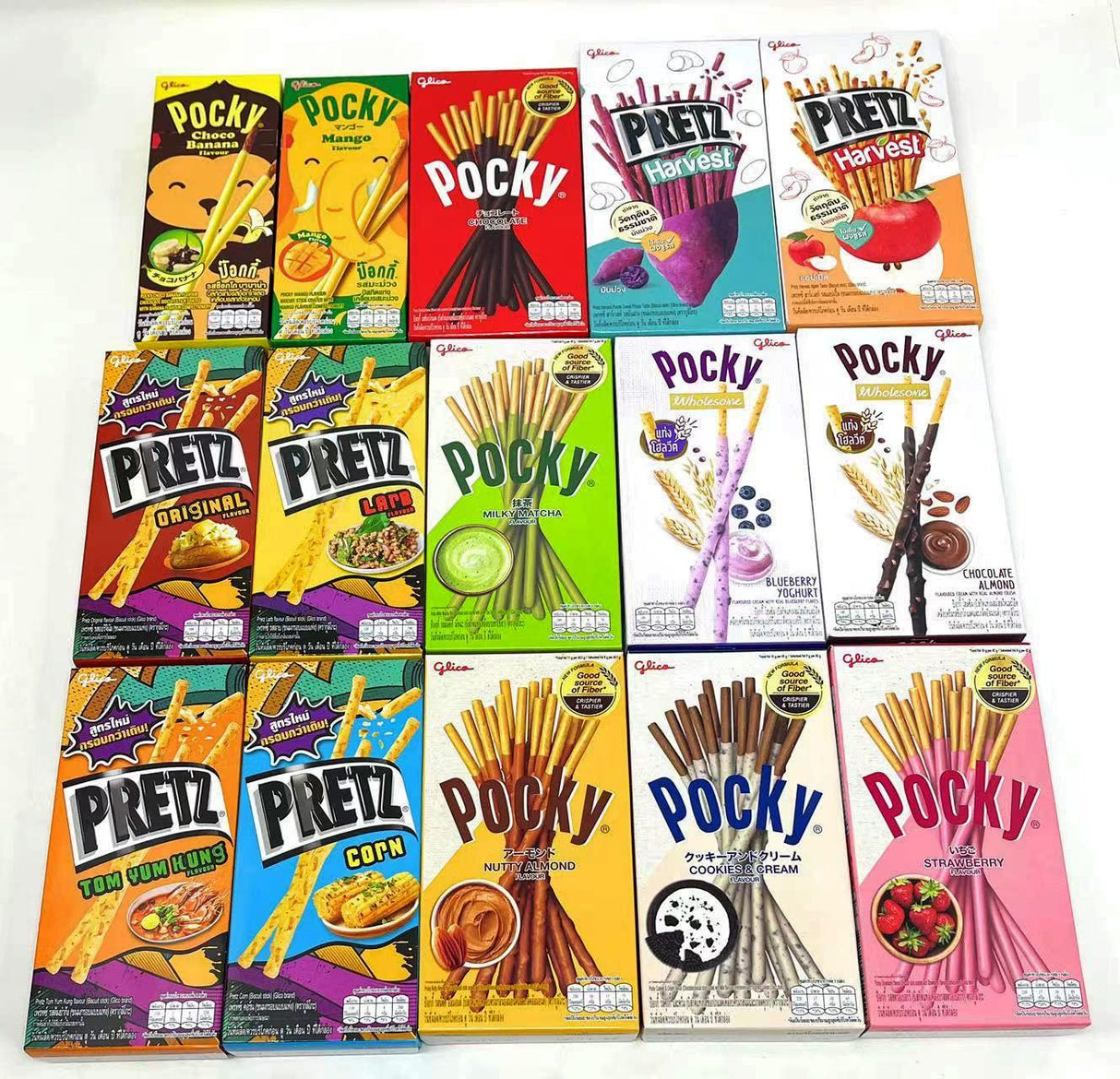 Pocky Biscuit Stick & Pretz Biscuit Stick 15 Flavor Variety Pack (Pack of 15) - Mighty Depot