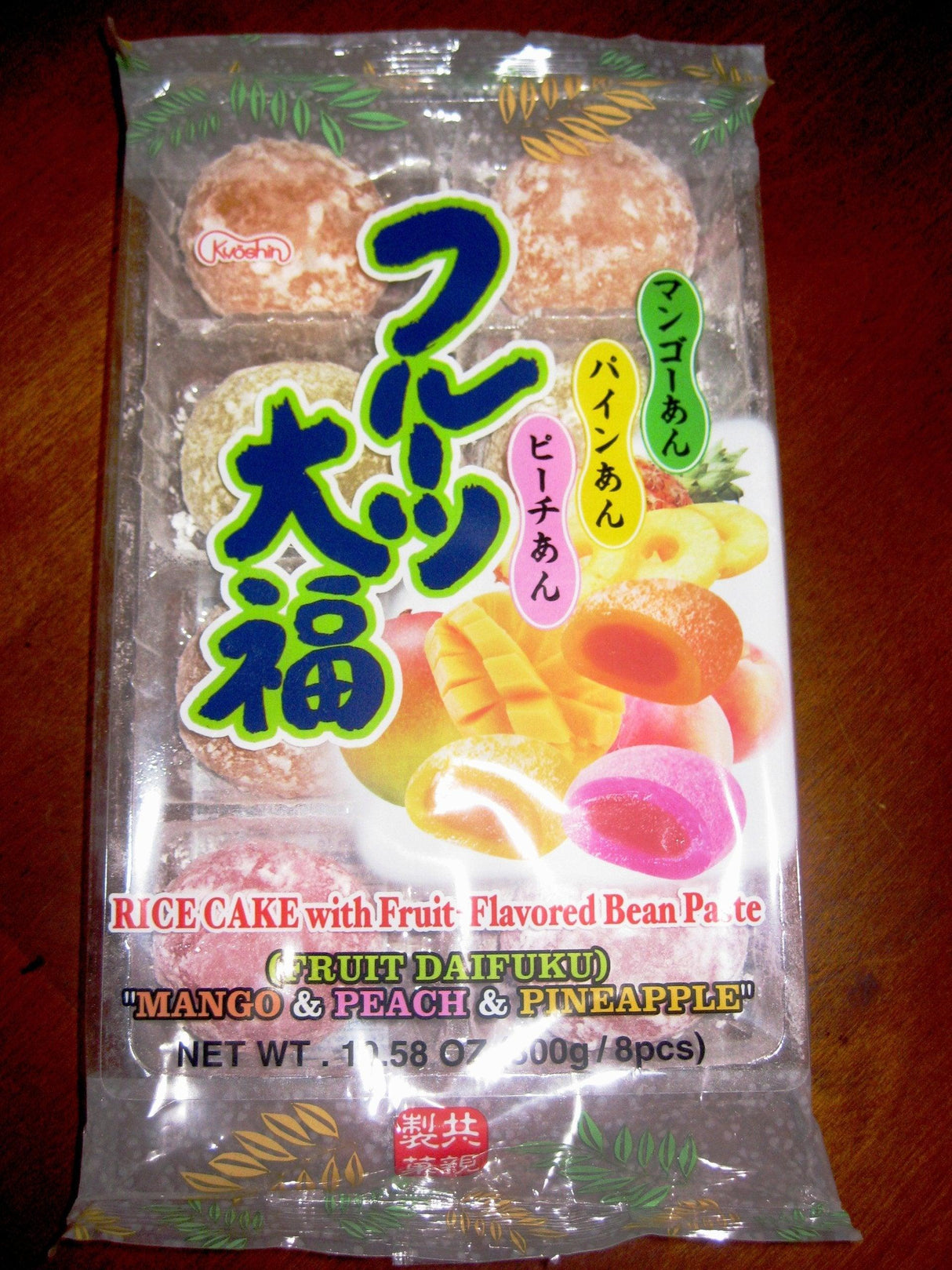 Kyoshin, Japanese Fruits Daifuku Mochi (Rice Cake), 3 Flavors; Mango, Peach & Pineapple, 10.58 oz - Mighty Depot