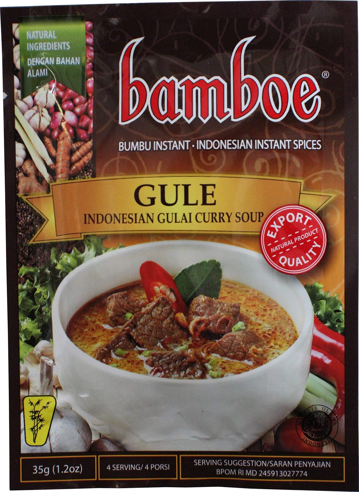 Bamboe Bumbu Instant Gule - Indonesian Gulai Curry soup , 35 Gram (Pack of 3) - Mighty Depot