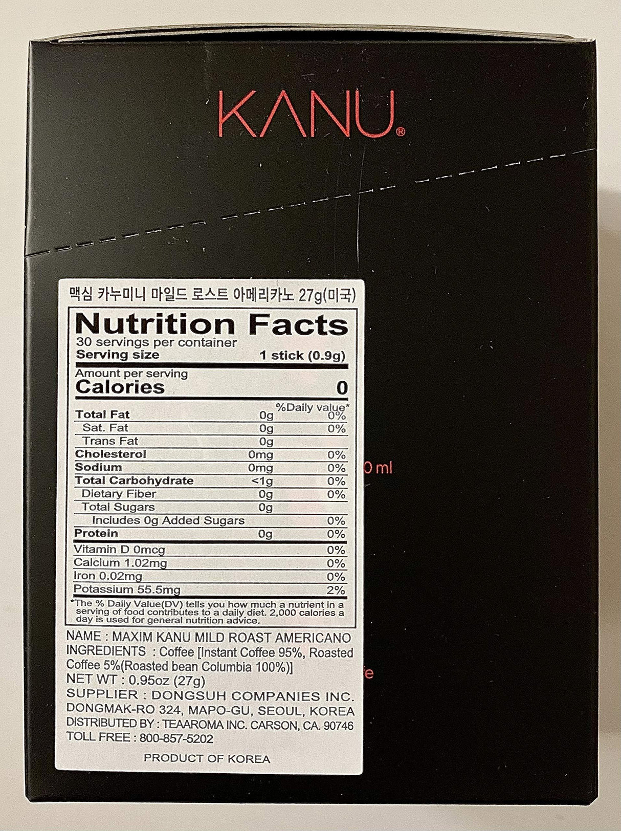 KANU Mild Roast Americano (0.9gx30) - Mighty Depot