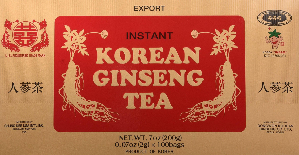 Shuang Xi Brand Instant Korean Ginseng Tea 0.07 Oz. X 100 Bags By Dongwon (Value Pack) 3 Boxes - Mighty Depot