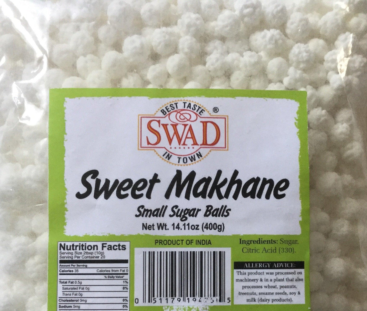 Swad Sweet Makhane (Small Sugar Balls) - 400g., 14.11oz - Mighty Depot