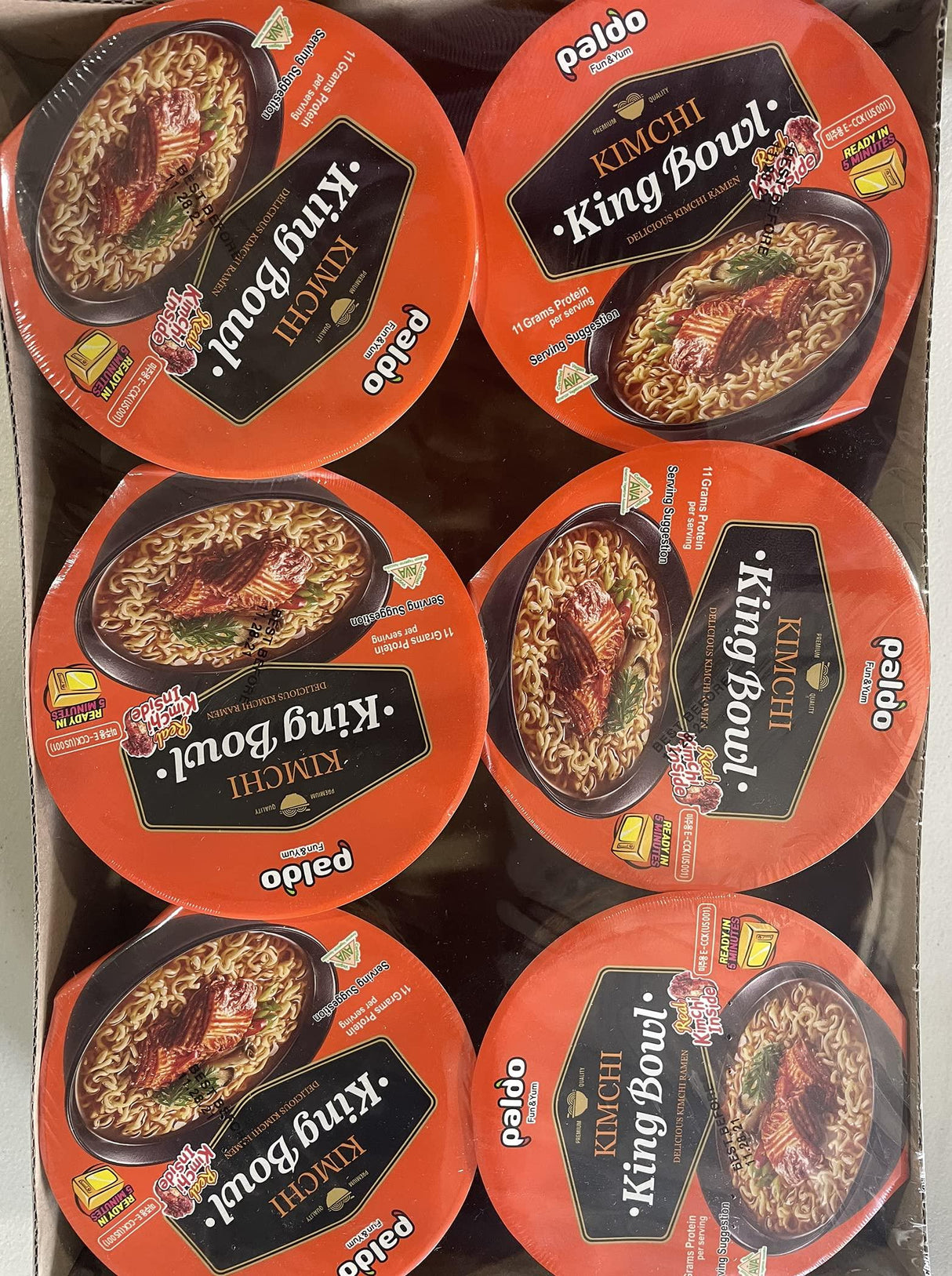 Paldo King Bowl Fun & Yum Delicious Kimchi Ramen 5.29 Oz (150 g ) Pack of 6 - Mighty Depot