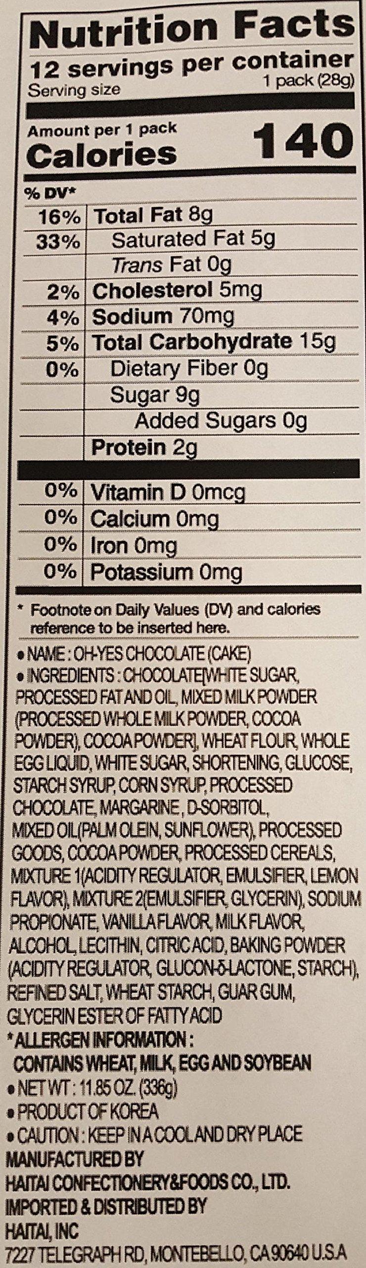 Haitai Oh Yes Chocolate Cake - Mighty Depot