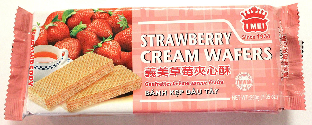 I Mei Cream Wafers Strawberry Flavor, 7.05 Oz (Pack of 4) - Mighty Depot