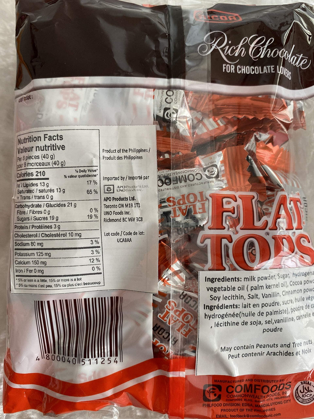 Flat Tops Rich Chocolate 3 Packs (30 pcs in a Pack) - Mighty Depot
