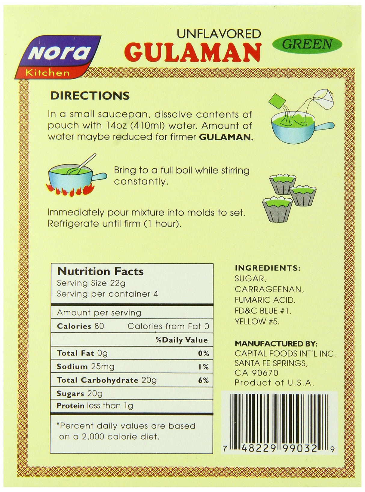 Nora Gulaman Jelly, Green, Unflavored, 3.17-Ounce - Mighty Depot