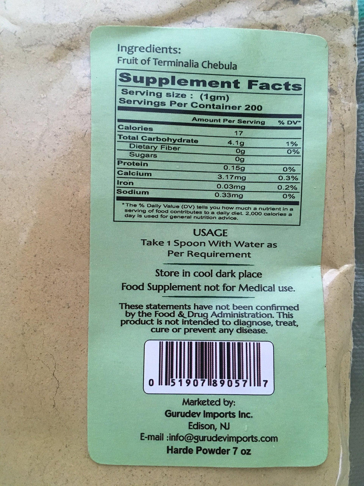 Vedic Secrets Powder - Harde (Fruit of Terminalia Chebula) - Mighty Depot