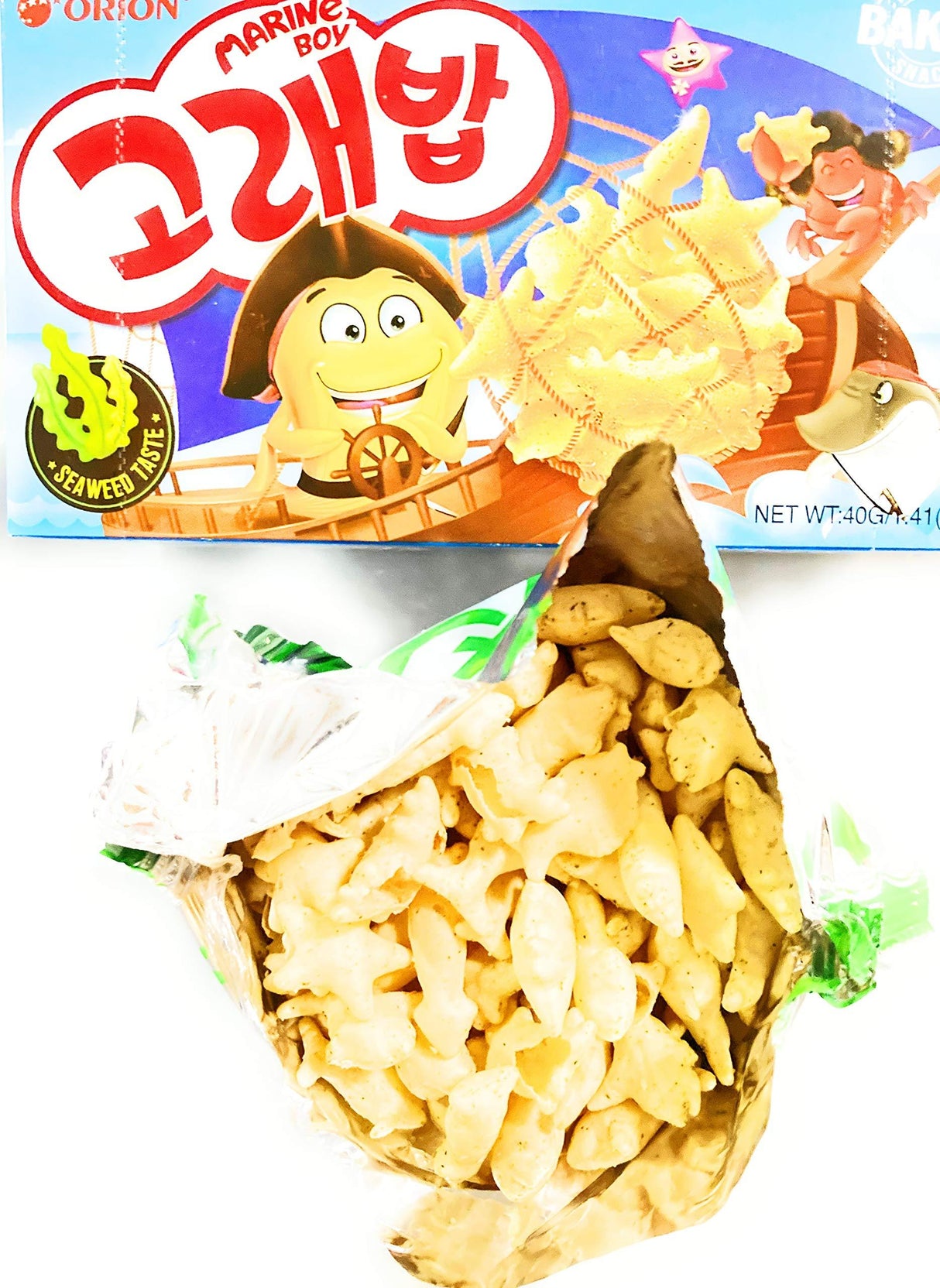 5 Pack Orion Marine Boy Baked Snack(Seaweed Taste)1.41 Oz Each And 1 Want Want Artificial Chicken Flavor Golden Rice Crackers 0.71 Oz - Mighty Depot
