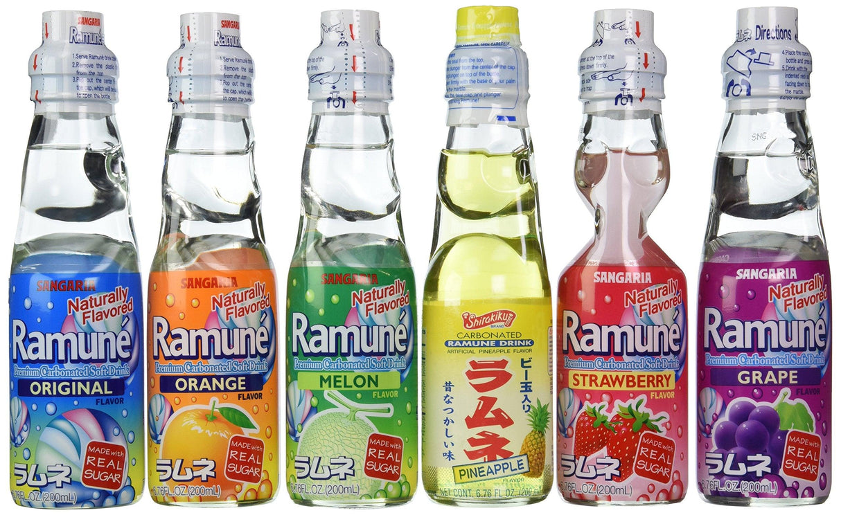 Ramune (Japanese Soda) 6.76 oz Assorted Flavors 6pk - Mighty Depot