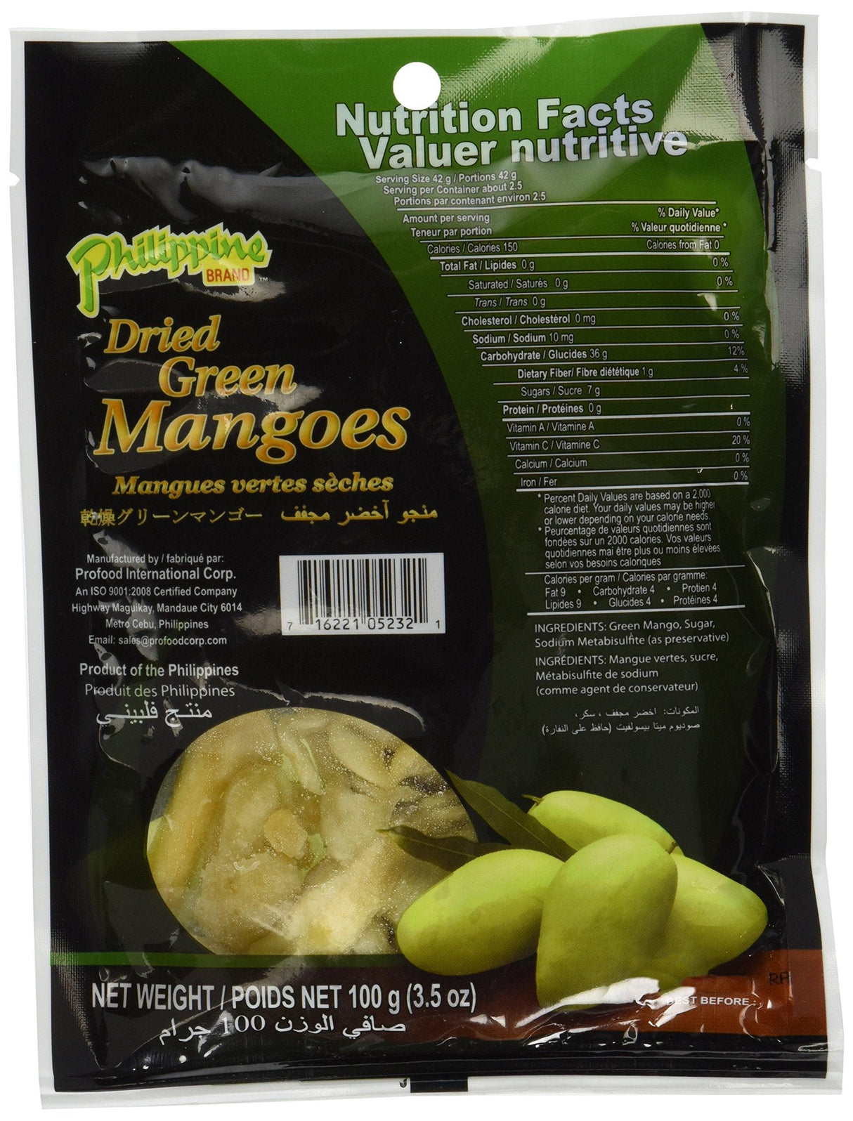 Phillippine Brand Dried Green Mango Fruit (Tart Sweet) - Naturally Dried - Mighty Depot