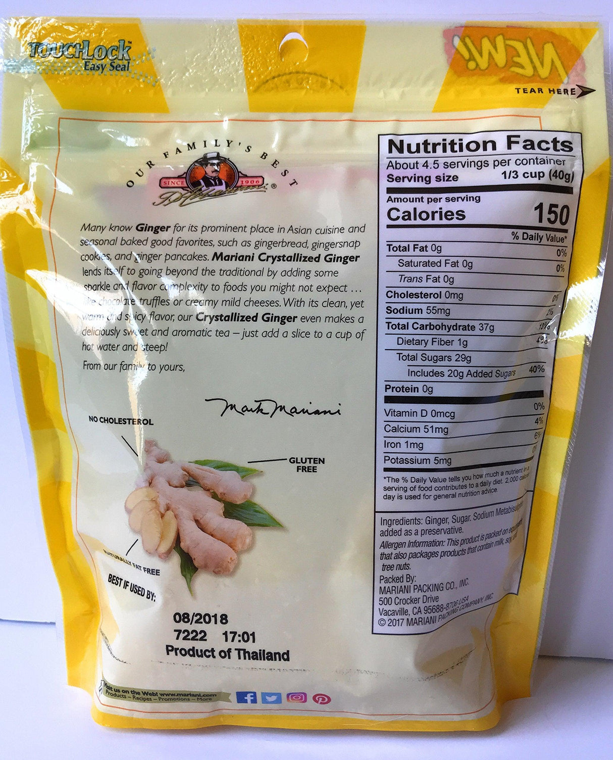 Mariani Crystallized Ginger - 6 ounce Package of Candied Ginger also called Crystalized Ginger - Mighty Depot