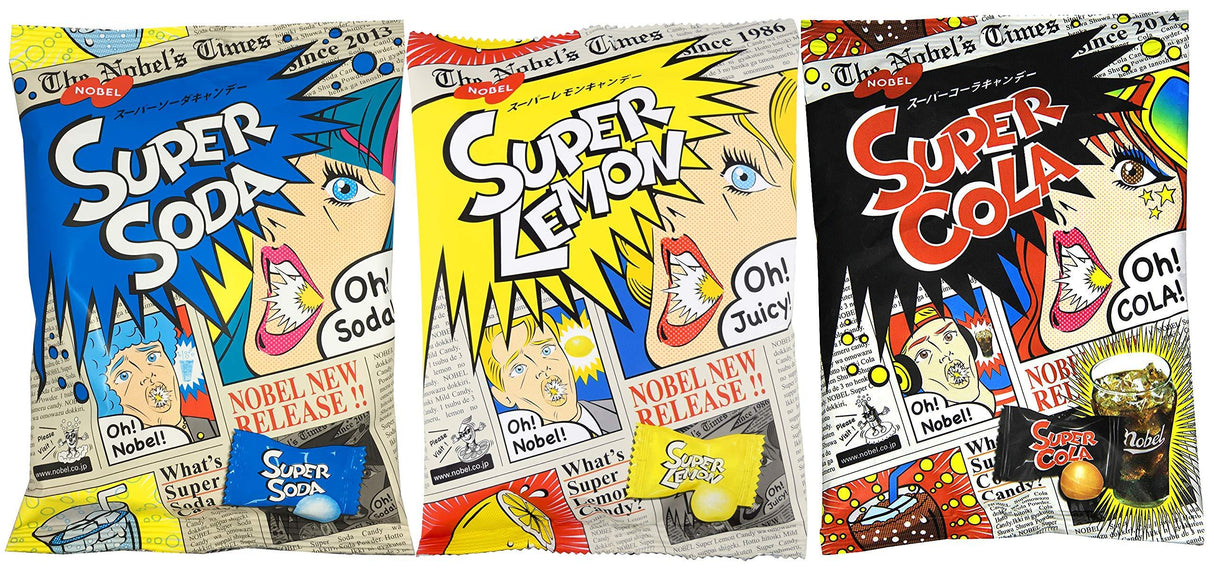 Nobel Super Sour Candy Trial Set 12 Bags (3.1oz x 3 Kinds x 4 Sets) - Mighty Depot