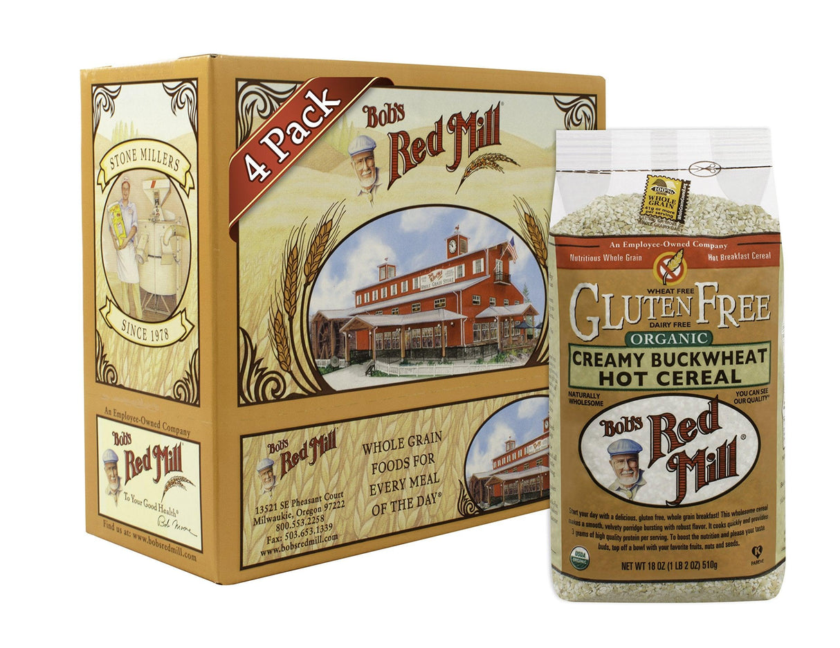 Bob's Red Mill Gluten Free Organic Creamy Buckwheat Hot Breakfast Cereal, 18 Ounce (Pack of 4) - Mighty Depot