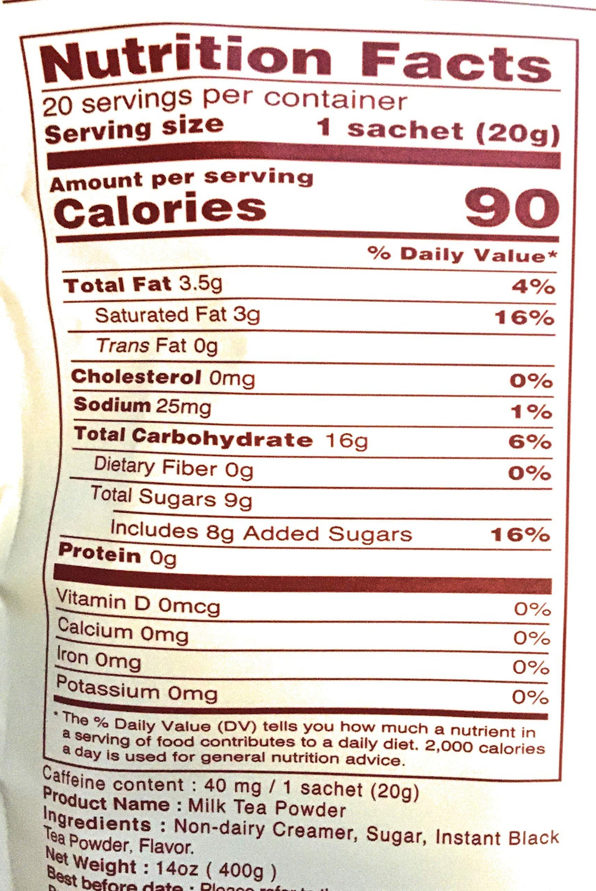 Gino Milk Tea (0.7 Oz X 20 Sachets)-2 pack - Mighty Depot