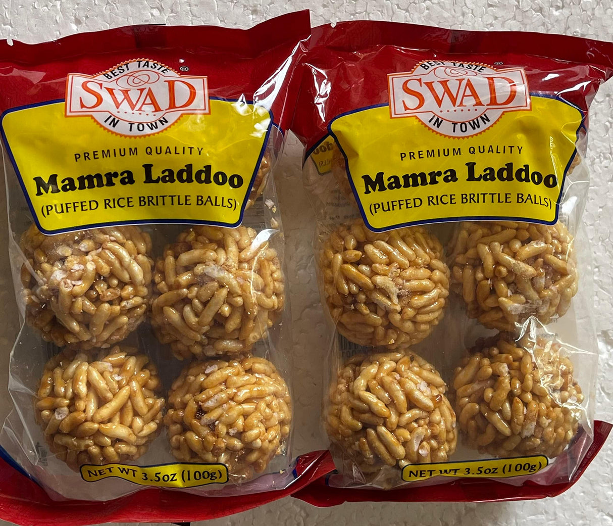 Swad Mamra Laddoo (Puffed Rice Brittle Balls - 100 Gram (Pack of 2) - Mighty Depot