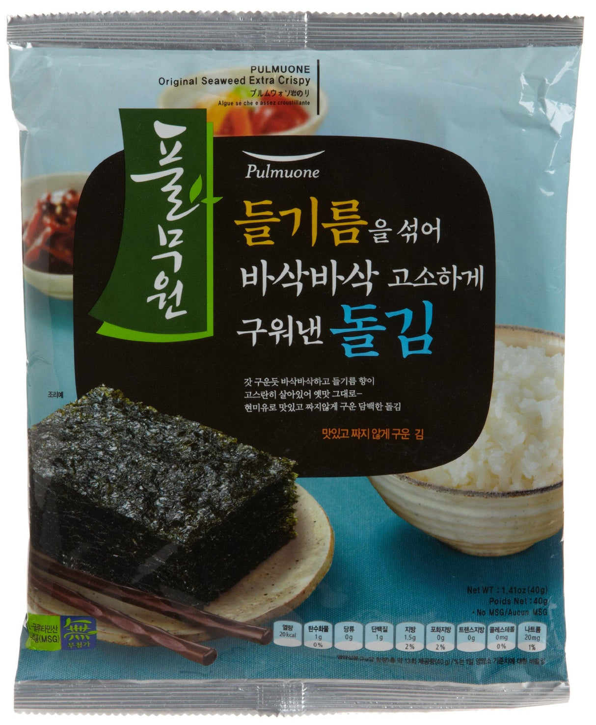 Pulmuone Seaweed, Crispy, 40 Gram - Mighty Depot