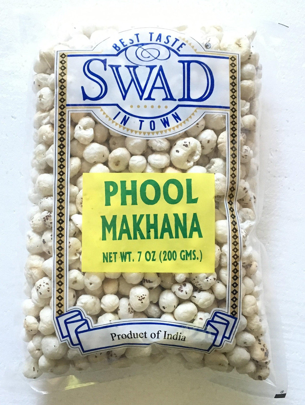 Swad Phool Makhana - Puffed Lotus Seeds - 200 Grams (Pack of 2) - Mighty Depot