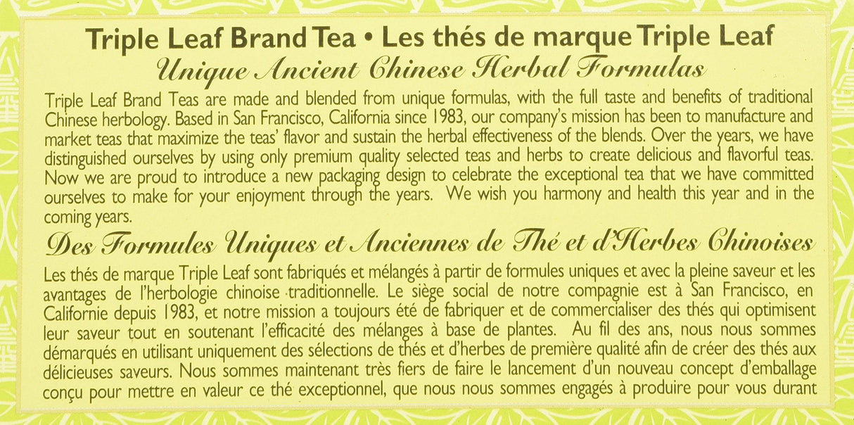 Triple Leaf Brand Herbal Tea, Ginger, 20-Count - Mighty Depot
