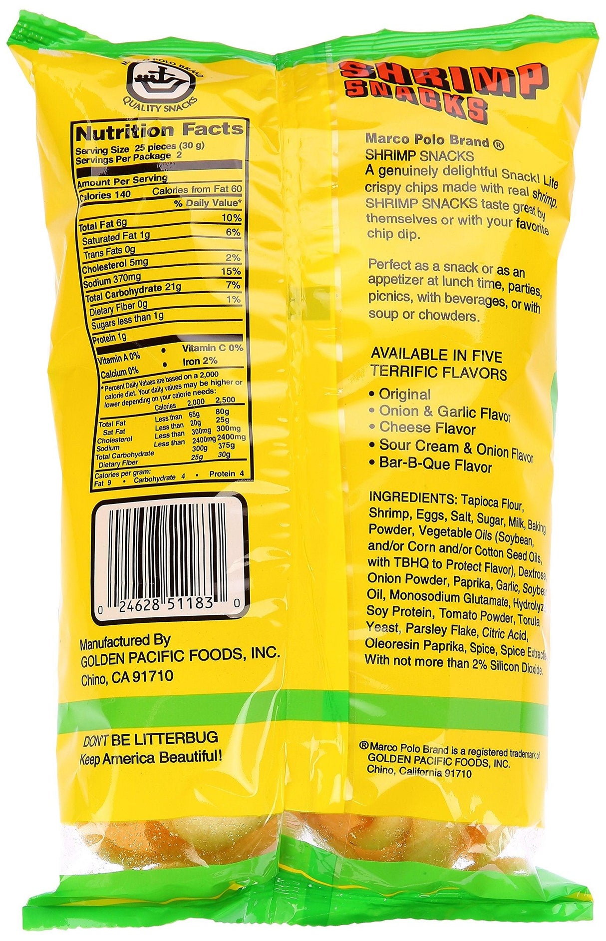 Marco Polo, Onion-Shrimp Garlic Chips, 2.5 Ounce - Mighty Depot