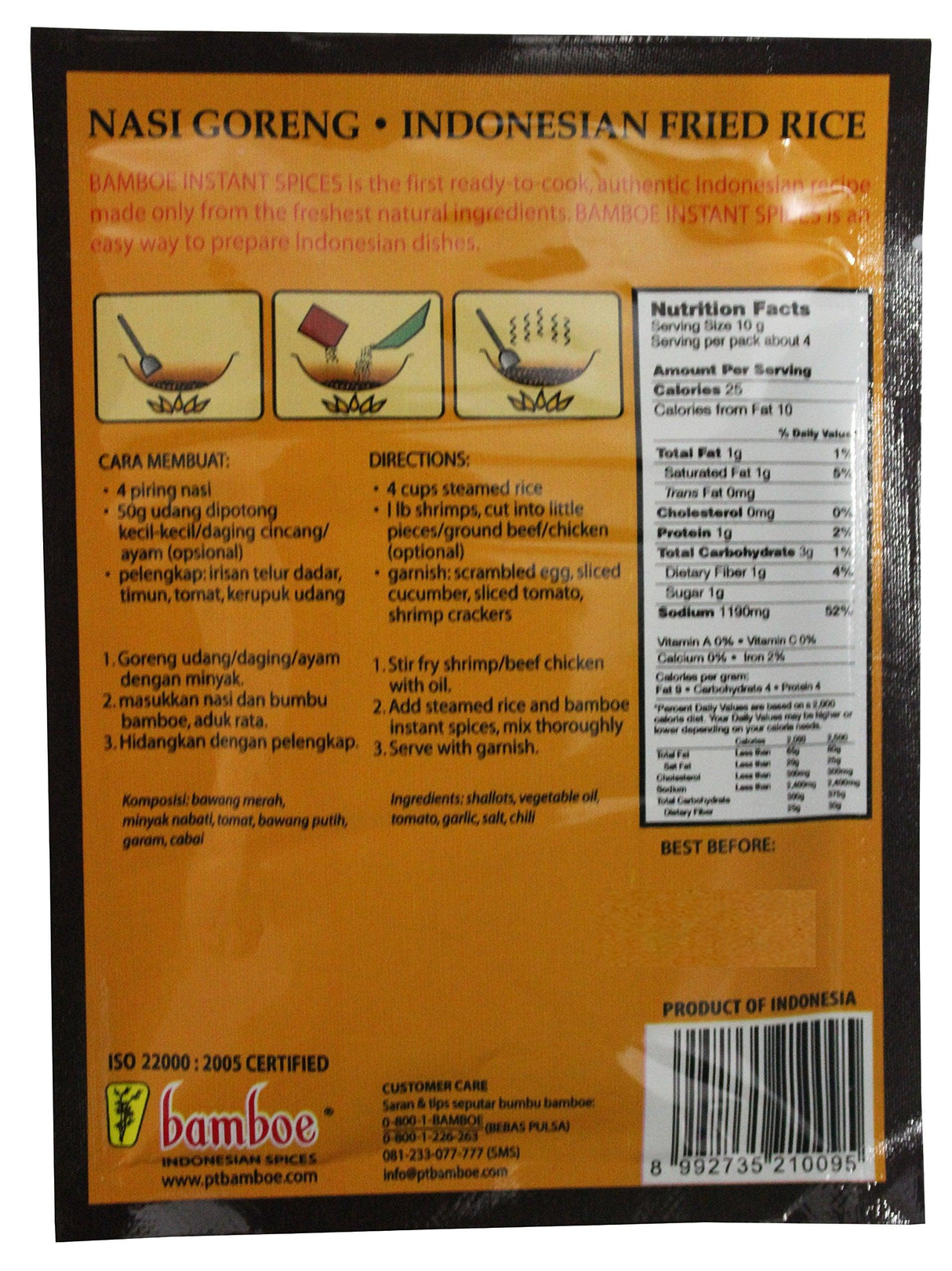 Nasi Goreng - Indonesian Instant Fried Rice By Bamboe - Pack of 5 - Mighty Depot