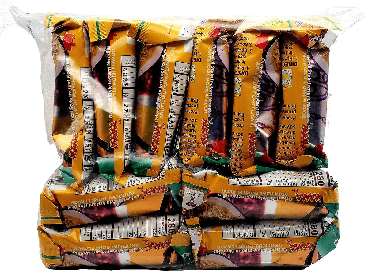 MAMA Oriental Style Instant Ramen Noodles, Artificial Pork Flavor, 2.11 Ounce each (Pack of 10) - Mighty Depot