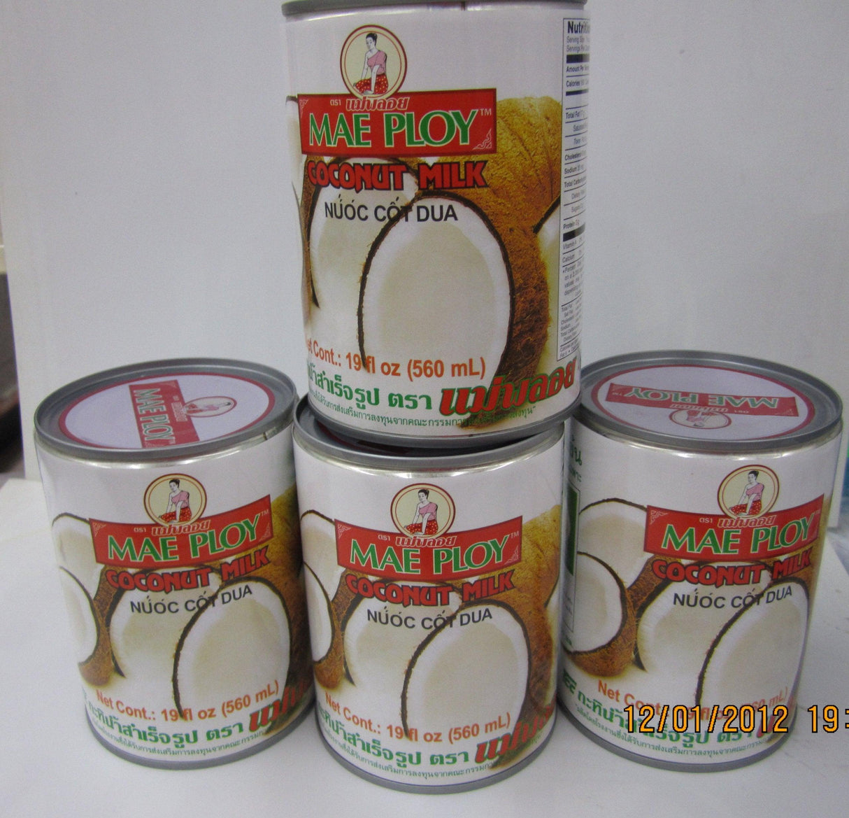 Mae Ploy Coconut Cream Pack of 4 Cans 560 Milliliter Each - Mighty Depot