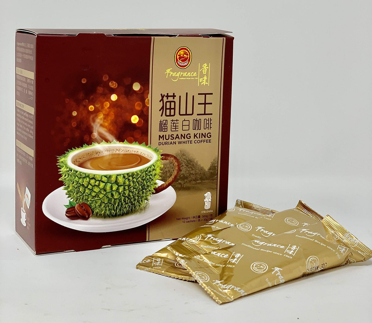 Musang King Durian White Coffee (30g x 10 sachets) - Mighty Depot