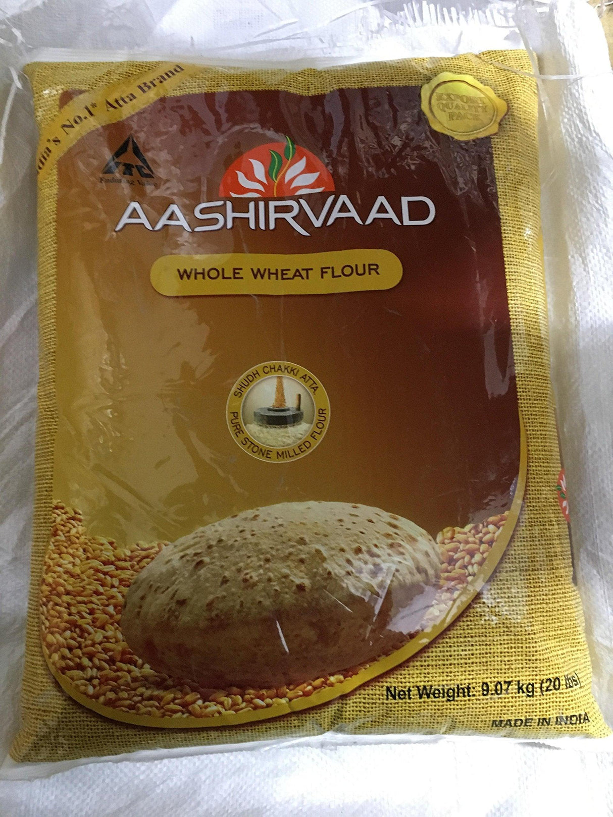 AASHIRVAAD WHOLE WHEAT FLOUR 20 LB - Mighty Depot