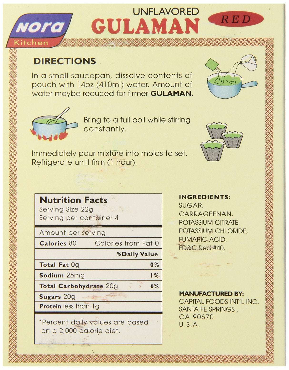 Nora Gulaman Jelly, Red, Unflavored, 3.17-Ounce - Mighty Depot