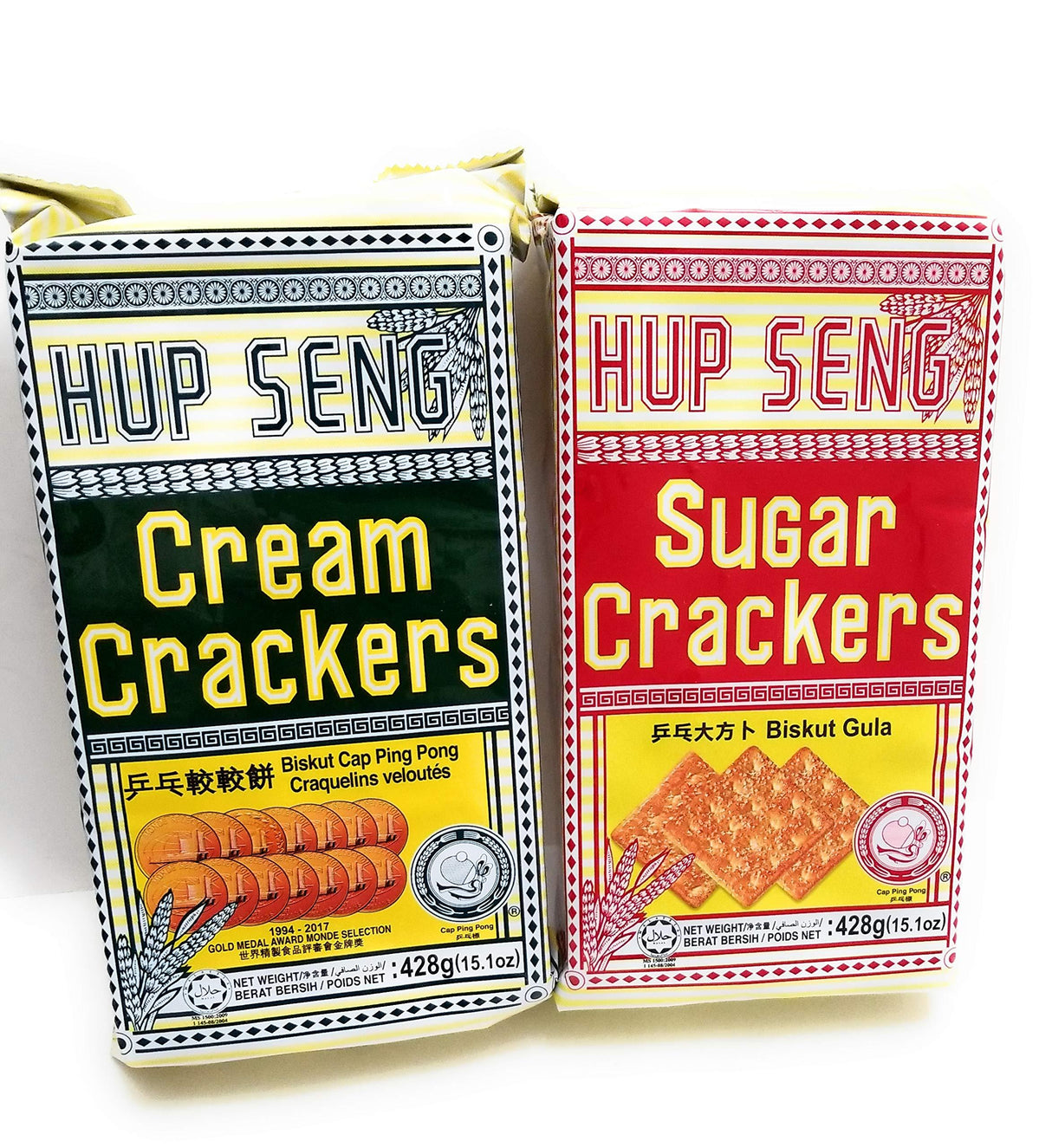 Hup Seng Crackers 15.1 oz Pack of 2 (Including Sugar and Crème Crackers) - Mighty Depot