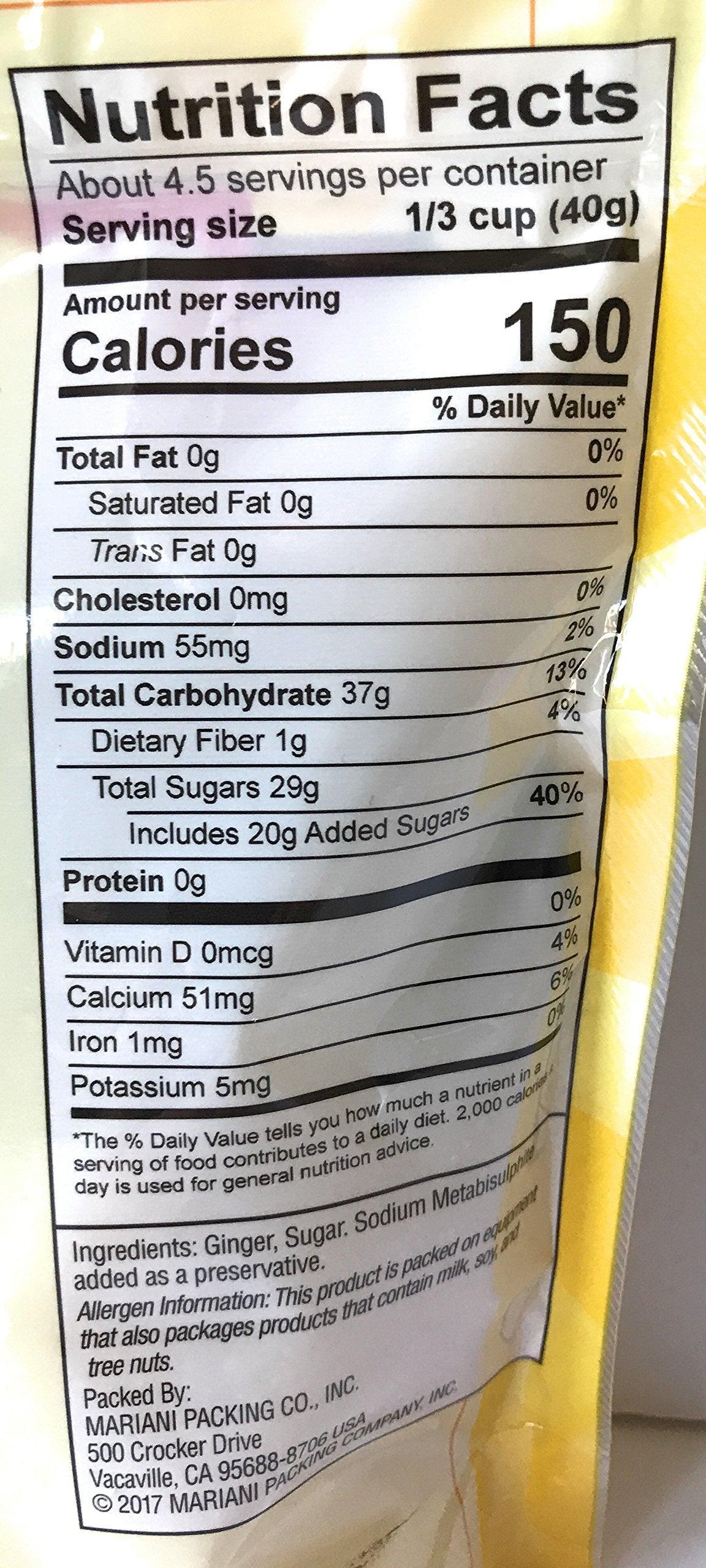 Mariani Crystallized Ginger - 6 ounce Package of Candied Ginger also called Crystalized Ginger - Mighty Depot