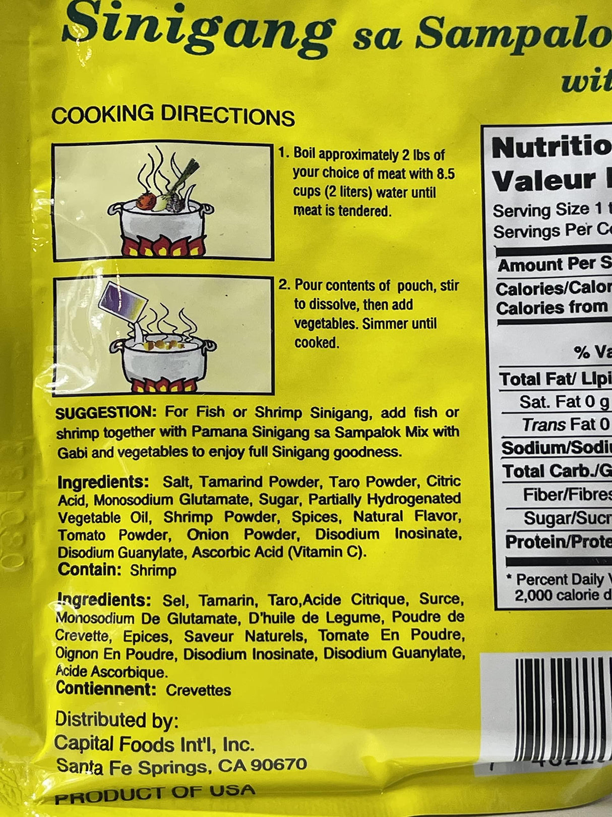 Nora Kitchen Sinigang sa Sampalok Mix with GABI 1,76 oz (Tamarind Soup Base with TARO 50 grams) 6-PACK - Mighty Depot