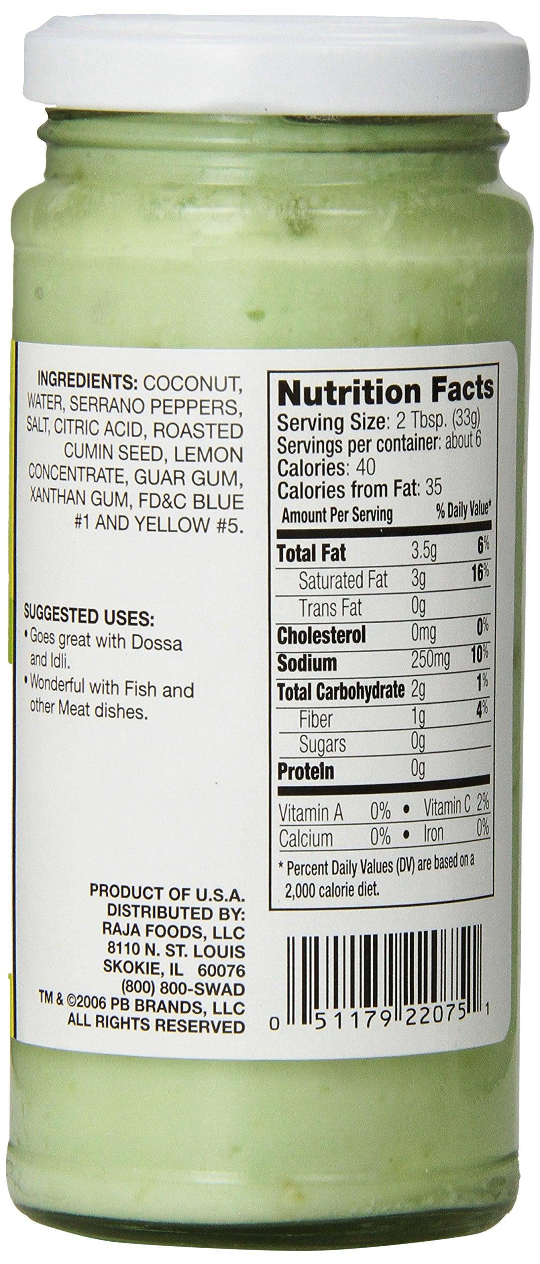 Swad Coconut Chutney, NET WT 7.5 OZ(212g) - Mighty Depot