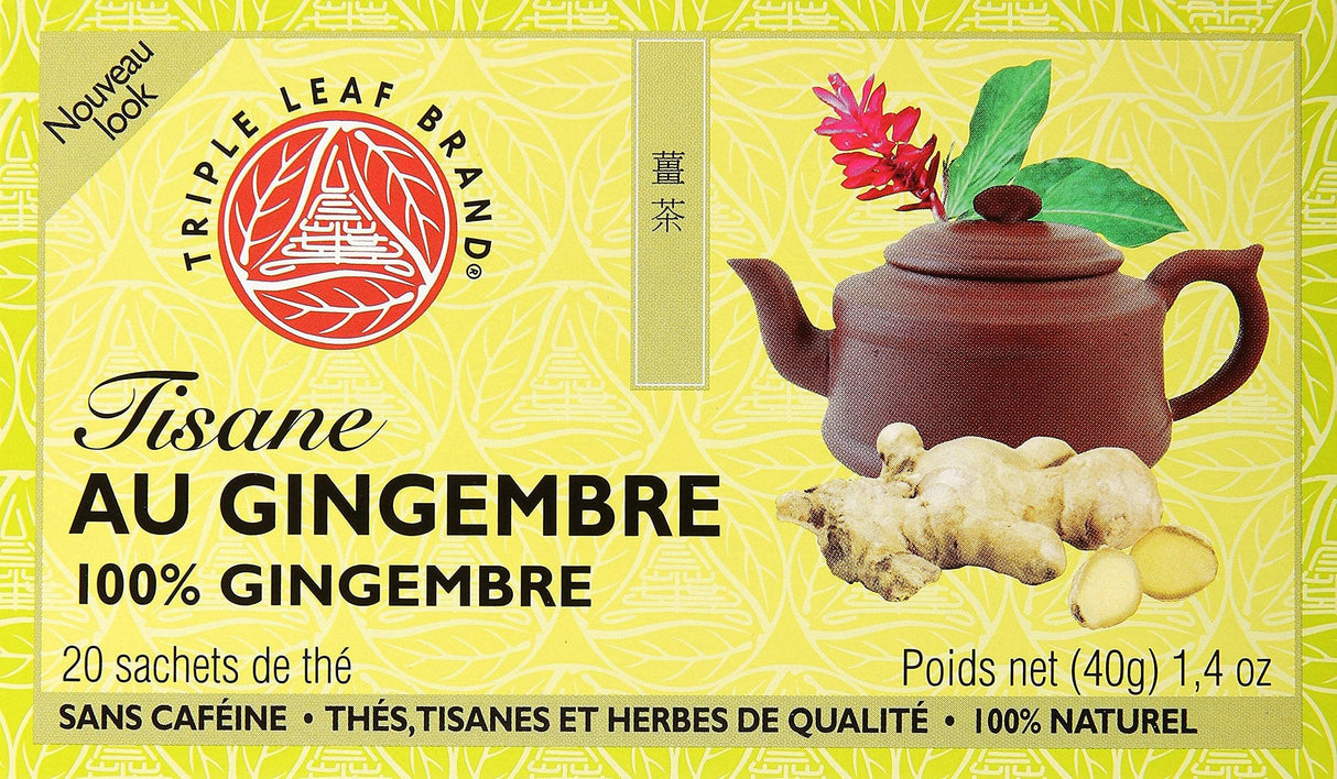 Triple Leaf Brand Herbal Tea, Ginger, 20-Count - Mighty Depot