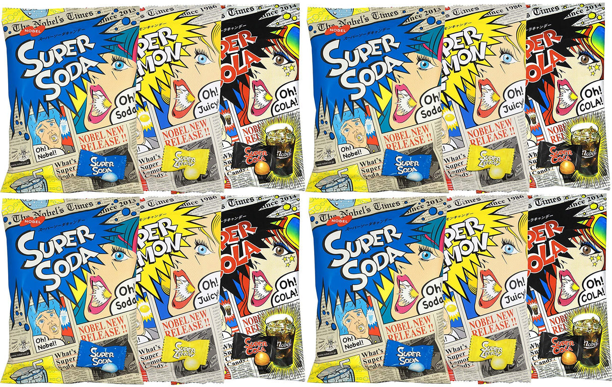 Nobel Super Sour Candy Trial Set 12 Bags (3.1oz x 3 Kinds x 4 Sets) - Mighty Depot