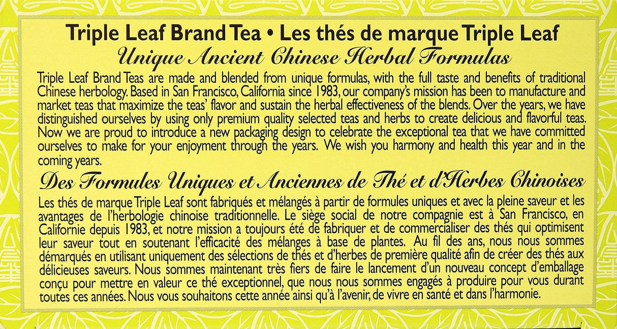 Triple Leaf Brand Herbal Tea, Ginger, 20-Count - Mighty Depot