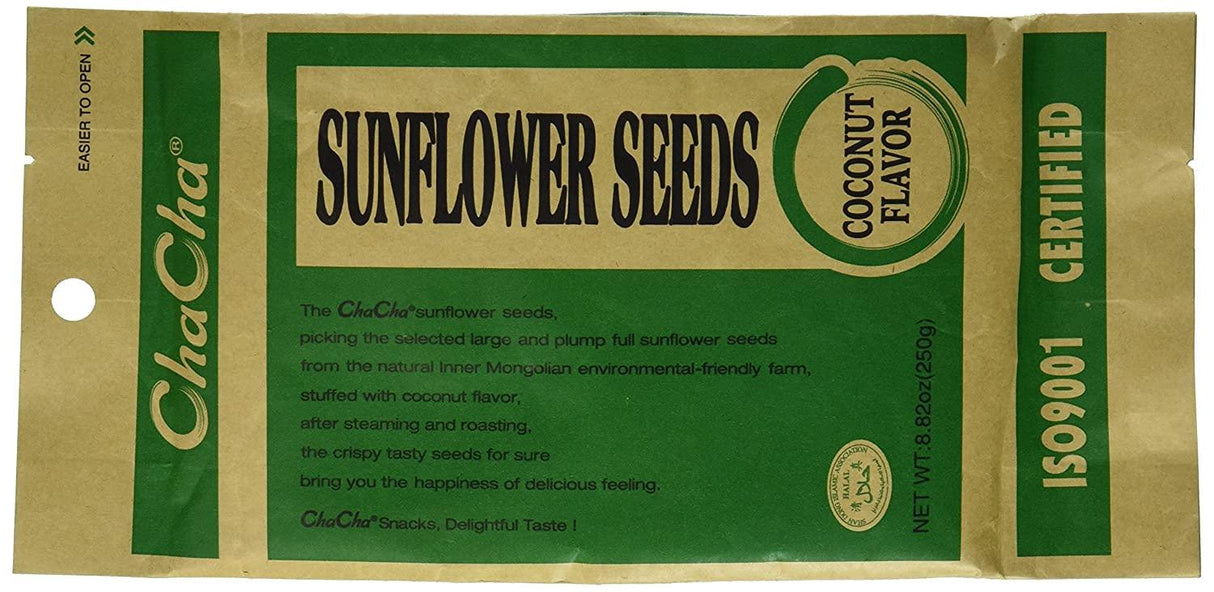 Chacha Sunflower Roasted and Salted Seeds (Coconut Flavor) 250g X 6 Bags - Mighty Depot